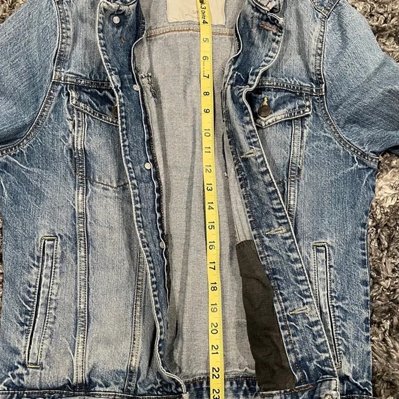 Aeropostale Jean Jacket Womens Small Blue Denim Classic Y2K Trucker Upcycle - Picture 8 of 10